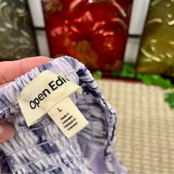 Nordstrom Open Edit Smocked Back Crop Camisole in Purple Indigo Size  L - Picture 7 of 10